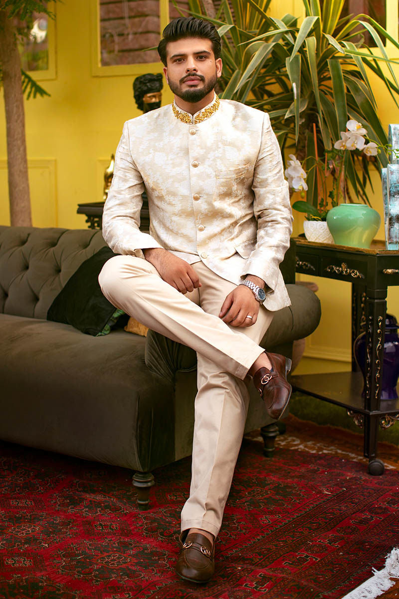 Pakistani Menswear | Ansab Jahangir | IVORY BLUSH - Pakistani Clothes for women, in United Kingdom and United States