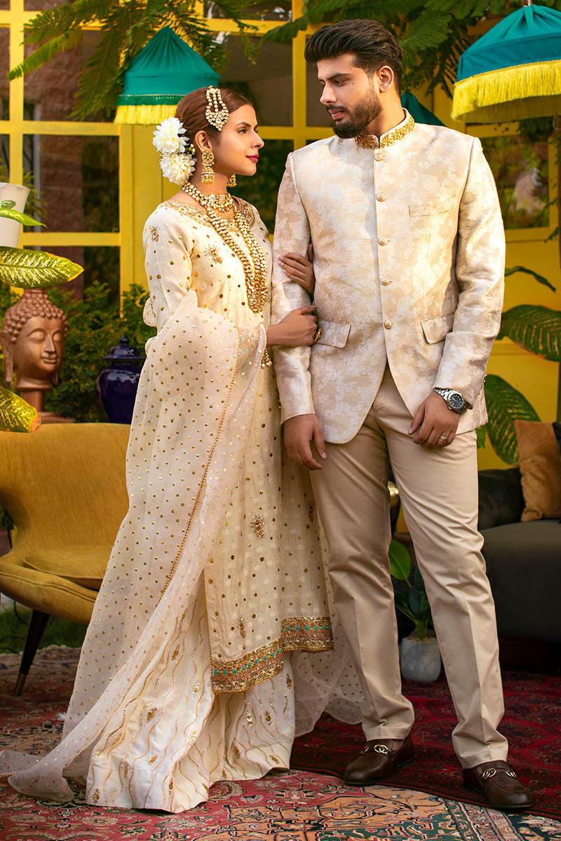 Pakistani Menswear | Ansab Jahangir | IVORY BLUSH - Pakistani Clothes for women, in United Kingdom and United States