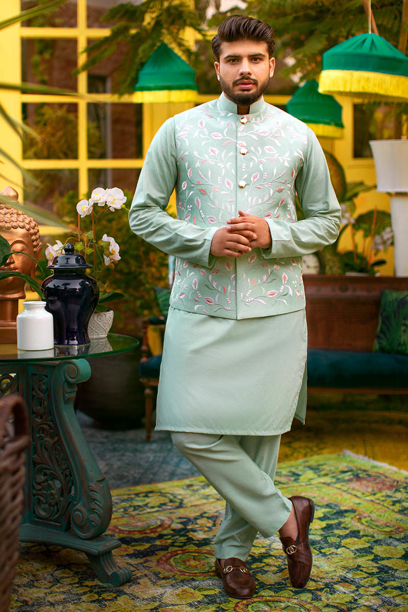 Pakistani Menswear | Ansab Jahangir | ICE BLUE JEWEL - Pakistani Clothes for women, in United Kingdom and United States