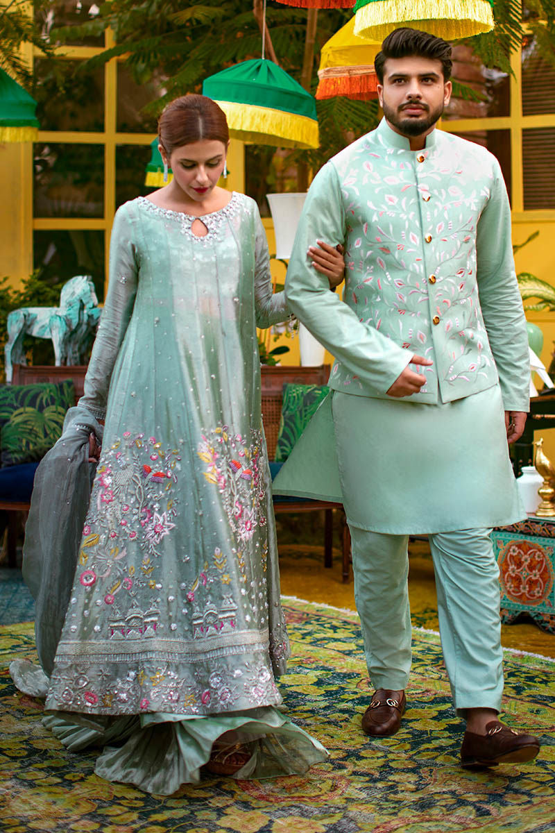 Pakistani Menswear | Ansab Jahangir | ICE BLUE JEWEL - Pakistani Clothes for women, in United Kingdom and United States