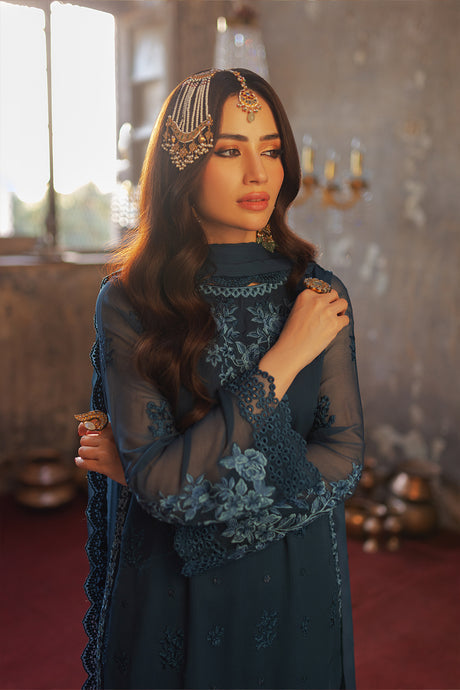 Azure | Ensembles Embroidered Formals | Botanical Bliss - Hoorain Designer Wear - Pakistani Ladies Branded Stitched Clothes in United Kingdom, United states, CA and Australia