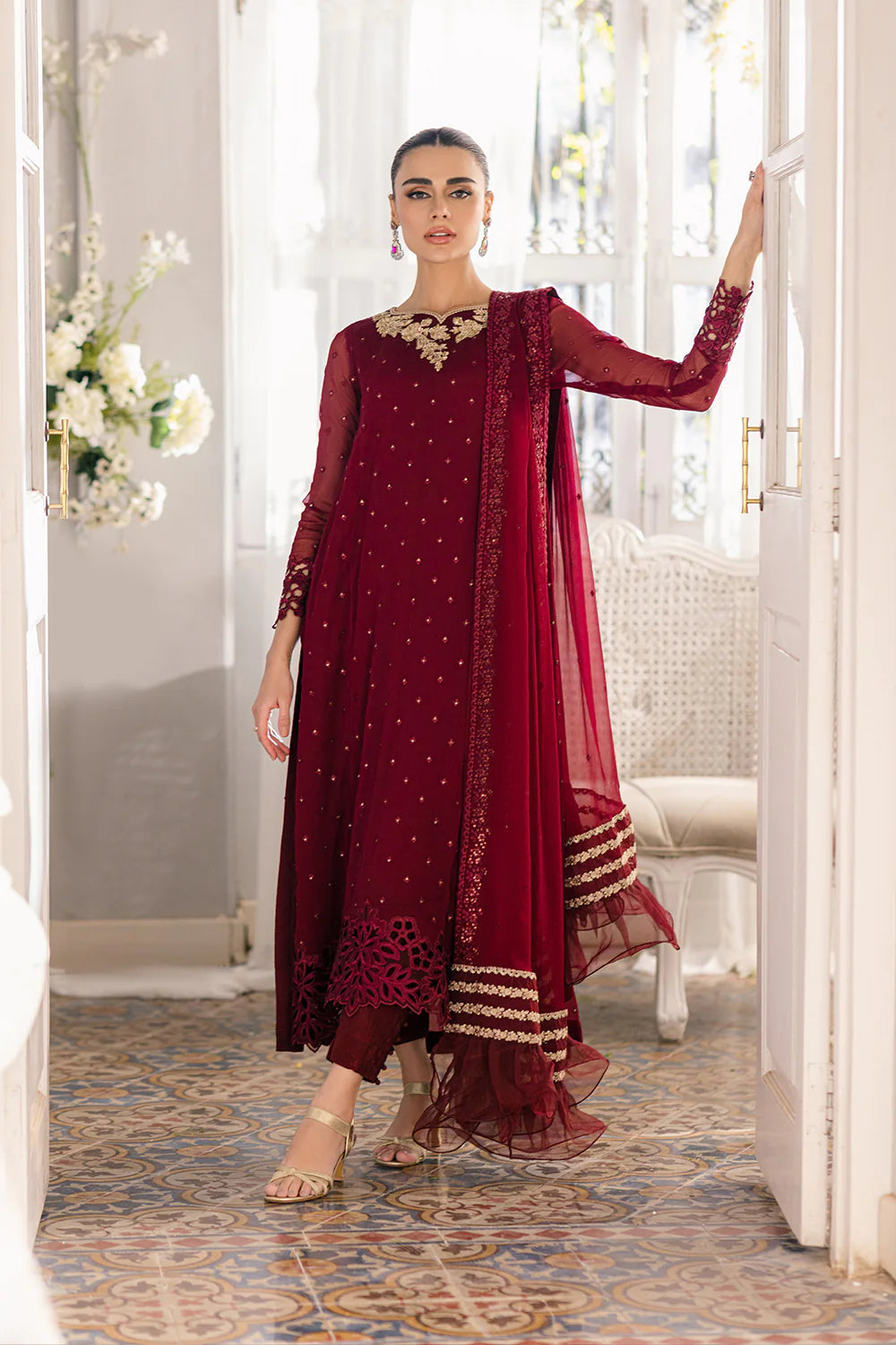 Azure | Ensembles Embroidered Formals | Garnet Glam - Pakistani Clothes for women, in United Kingdom and United States