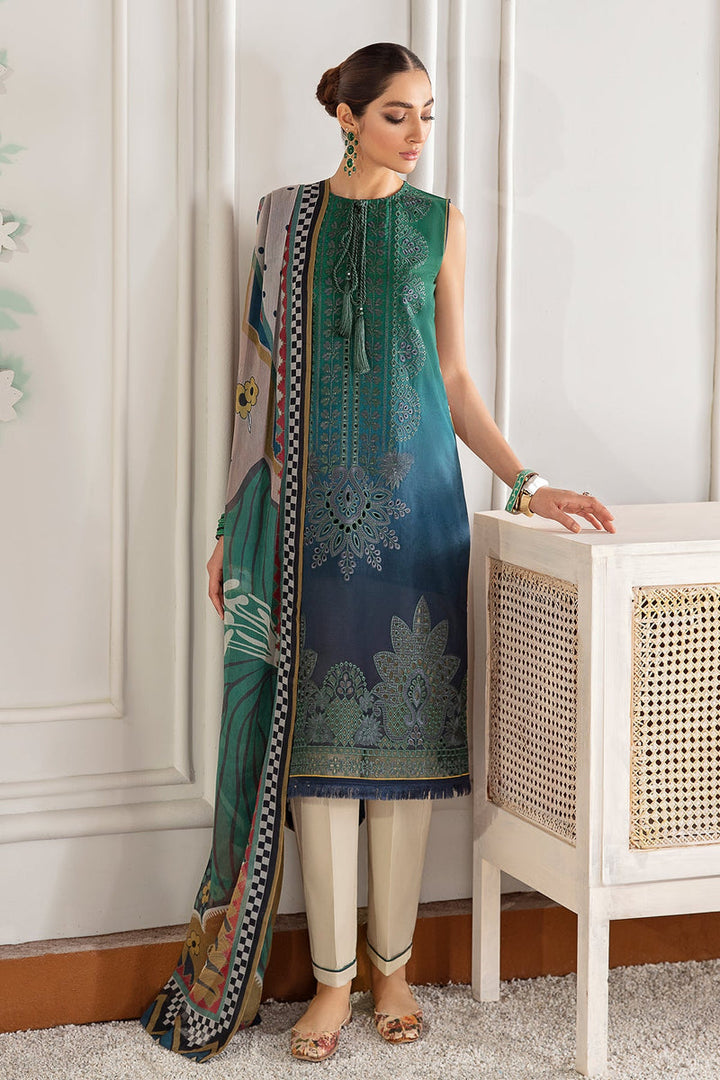 Baroque | Lawn Collection 24 | FL21-D1 - Hoorain Designer Wear - Pakistani Ladies Branded Stitched Clothes in United Kingdom, United states, CA and Australia