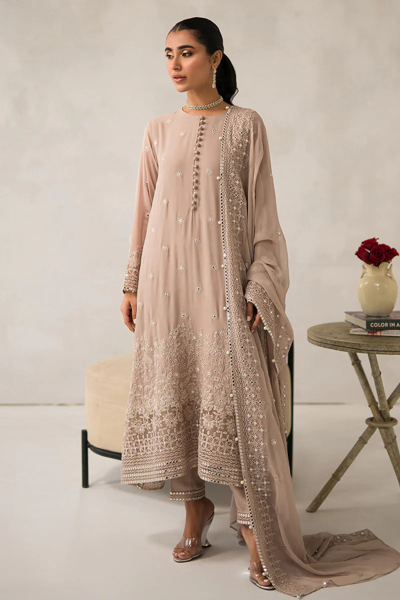 Cross Stitch | Luxe Atelier 24 | Maple Brown - Pakistani Clothes for women, in United Kingdom and United States