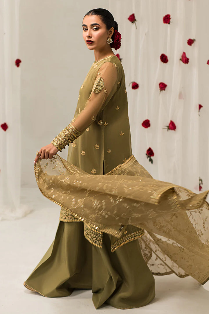 Cross Stitch | Luxe Atelier 24 | Olive Gleam - Hoorain Designer Wear - Pakistani Ladies Branded Stitched Clothes in United Kingdom, United states, CA and Australia