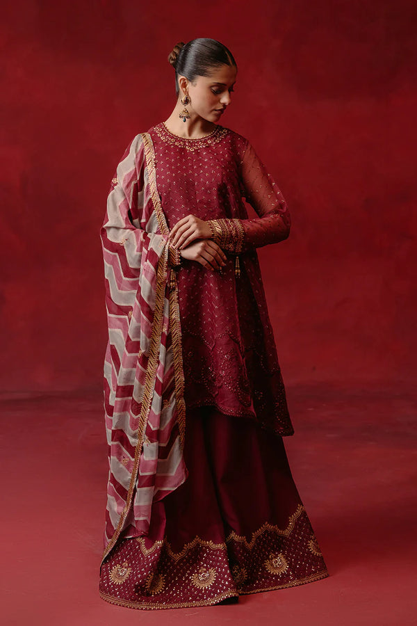Cross Stitch | Luxe Atelier 24 | Red Ochre - Hoorain Designer Wear - Pakistani Ladies Branded Stitched Clothes in United Kingdom, United states, CA and Australia