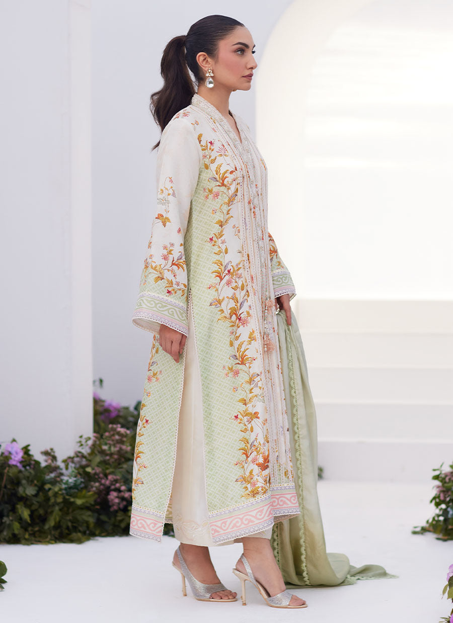 Farah Talib Aziz | Zaza Prints 24 | SAGE TRELLIS SHIRT AND DUPATTA - Pakistani Clothes for women, in United Kingdom and United States