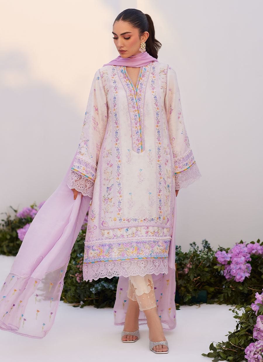 Farah Talib Aziz | Zaza Prints 24 | HEATHER LAVENDER SHIRT AND DUPATTA - Pakistani Clothes for women, in United Kingdom and United States