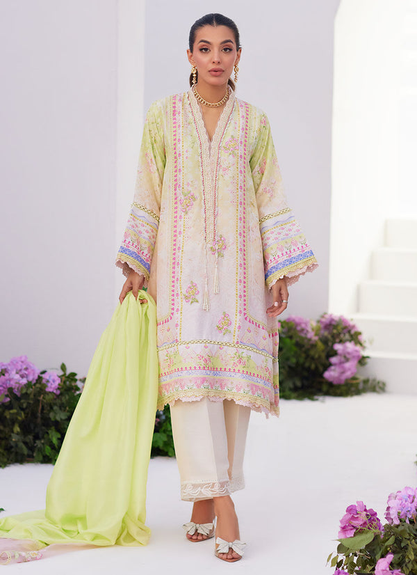 Farah Talib Aziz | Zaza Prints 24 | PEAR OMBRÈ SHIRT AND DUPATTA - Hoorain Designer Wear - Pakistani Ladies Branded Stitched Clothes in United Kingdom, United states, CA and Australia