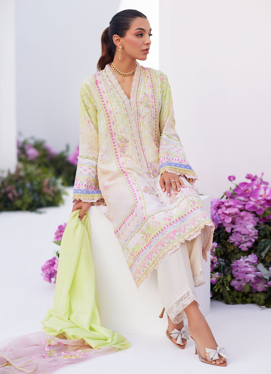 Farah Talib Aziz | Zaza Prints 24 | PEAR OMBRÈ SHIRT AND DUPATTA - Pakistani Clothes for women, in United Kingdom and United States