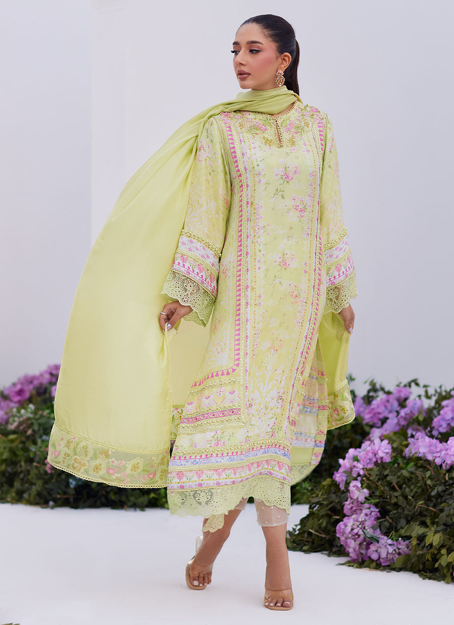 Farah Talib Aziz | Zaza Prints 24 | KELLY LIME SHIRT AND DUPATTA - Pakistani Clothes for women, in United Kingdom and United States