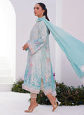 Farah Talib Aziz | Zaza Prints 24 | CYAN OMBRE SHIRT AND DUPATTA - Pakistani Clothes for women, in United Kingdom and United States