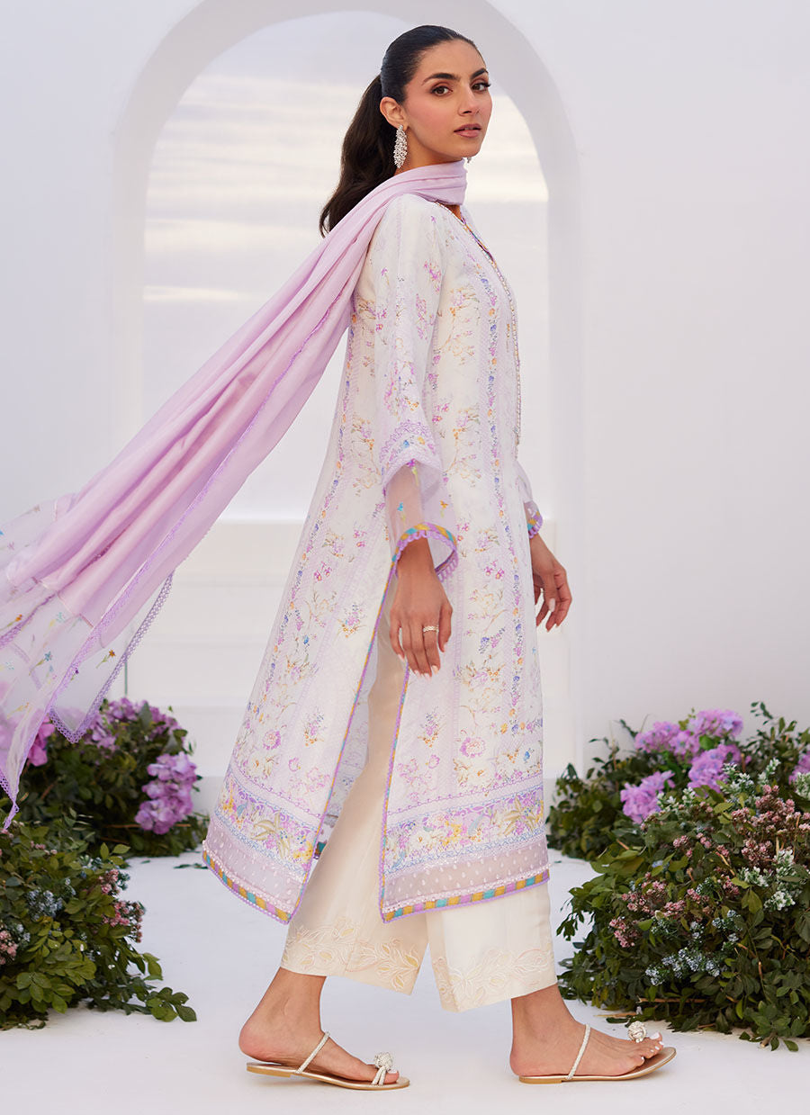 Farah Talib Aziz | Zaza Prints 24 | THISTLE LILAC SHIRT AND DUPATTA - Pakistani Clothes for women, in United Kingdom and United States