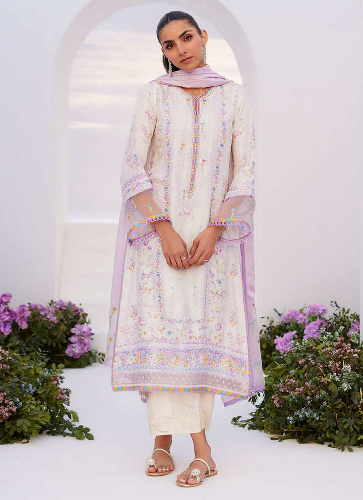 Farah Talib Aziz | Zaza Prints 24 | THISTLE LILAC SHIRT AND DUPATTA - Hoorain Designer Wear - Pakistani Ladies Branded Stitched Clothes in United Kingdom, United states, CA and Australia