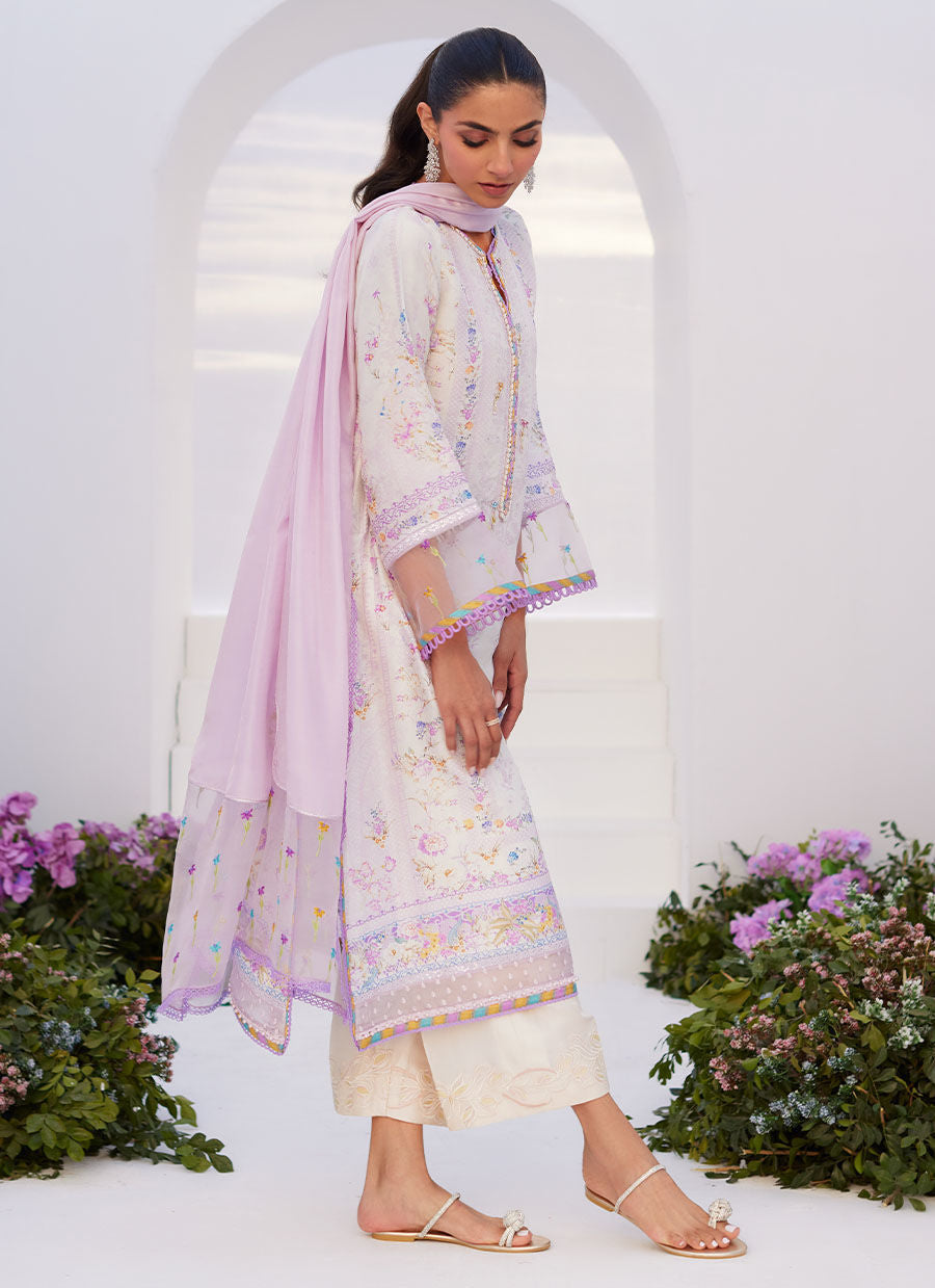 Farah Talib Aziz | Zaza Prints 24 | THISTLE LILAC SHIRT AND DUPATTA - Pakistani Clothes for women, in United Kingdom and United States