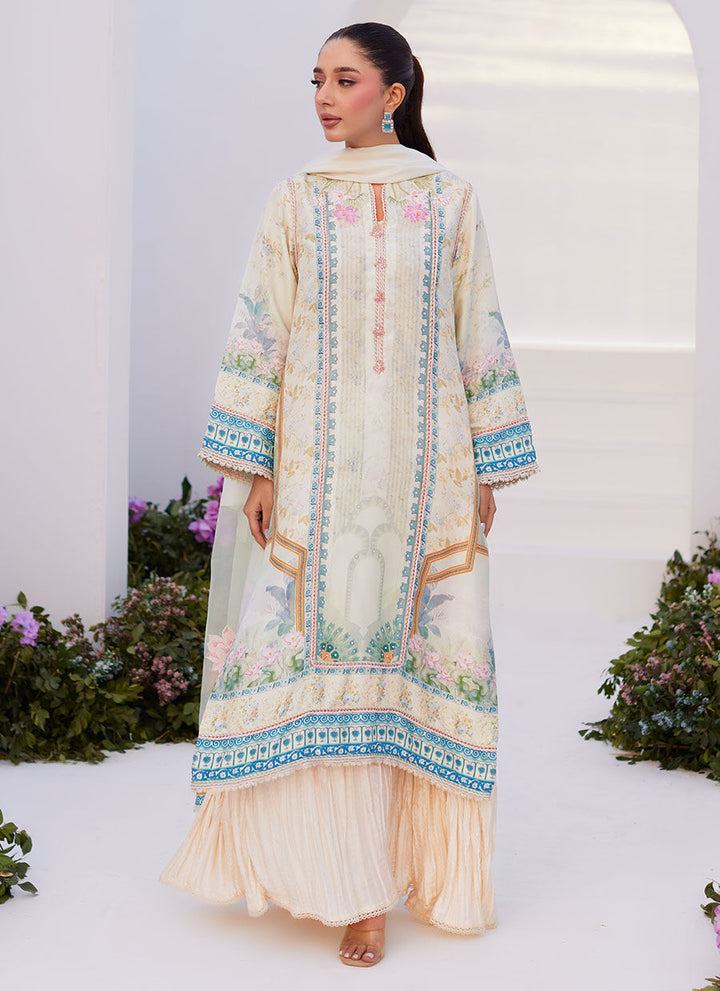 Farah Talib Aziz | Zaza Prints 24 | TURKISH AQUA SHIRT AND DUPATTA - Hoorain Designer Wear - Pakistani Ladies Branded Stitched Clothes in United Kingdom, United states, CA and Australia