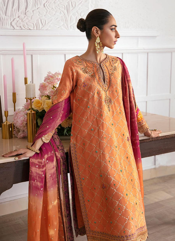 Farah Talib Aziz | Mayna Festive Luxe | ALEEN APRICOT - Hoorain Designer Wear - Pakistani Ladies Branded Stitched Clothes in United Kingdom, United states, CA and Australia