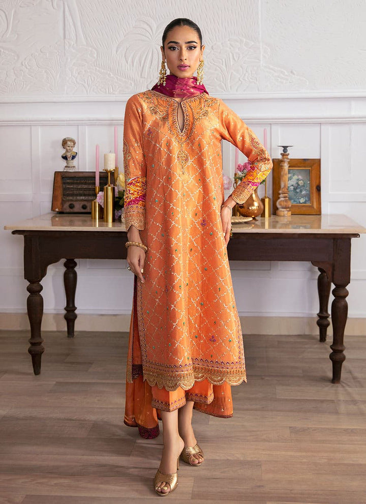 Farah Talib Aziz | Mayna Festive Luxe | ALEEN APRICOT - Hoorain Designer Wear - Pakistani Ladies Branded Stitched Clothes in United Kingdom, United states, CA and Australia