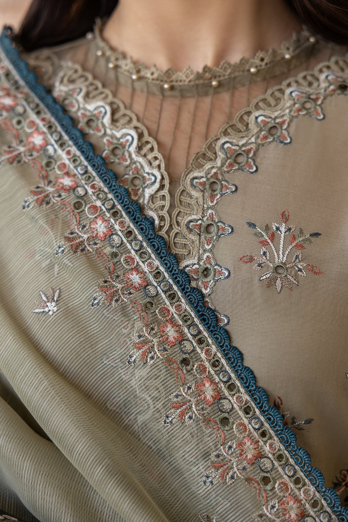 Farasha | Bahaar Embroidered Lawn | Whimsical Sage - Pakistani Clothes for women, in United Kingdom and United States