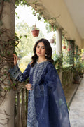 Farasha | Bahaar Embroidered Lawn | Blue Ochre - Pakistani Clothes for women, in United Kingdom and United States