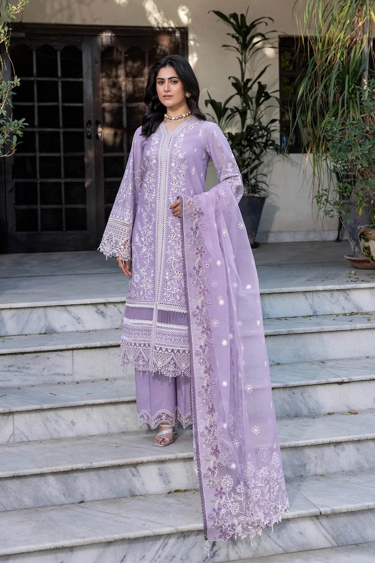 Farasha | Bahaar Embroidered Lawn | Lilac Florine - Pakistani Clothes for women, in United Kingdom and United States