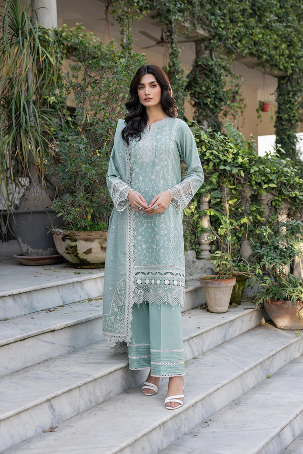 Farasha | Bahaar Embroidered Lawn | Aqua Pearl - Hoorain Designer Wear - Pakistani Ladies Branded Stitched Clothes in United Kingdom, United states, CA and Australia