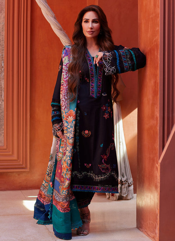 Farah Talib Aziz | Suay Lawn 24 | ILARIA BLACK - Hoorain Designer Wear - Pakistani Ladies Branded Stitched Clothes in United Kingdom, United states, CA and Australia