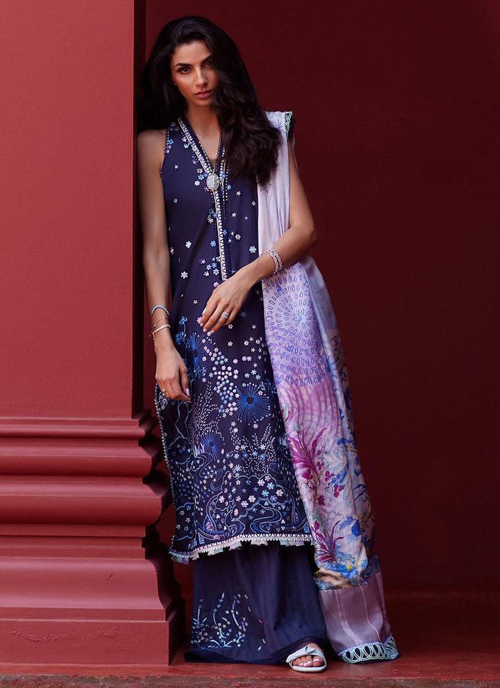 Farah Talib Aziz | Suay Lawn 24 | IZEA BLUE - Hoorain Designer Wear - Pakistani Ladies Branded Stitched Clothes in United Kingdom, United states, CA and Australia