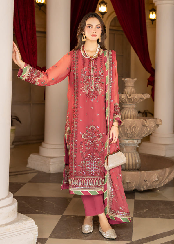 Strawberry | Rimjhim Chiffon Collection | FLS-RJ-003 - Pakistani Clothes for women, in United Kingdom and United States