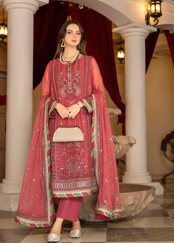 Strawberry | Rimjhim Chiffon Collection | FLS-RJ-003 - Pakistani Clothes for women, in United Kingdom and United States