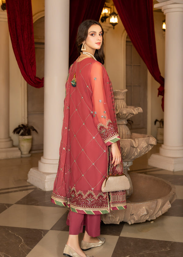 Strawberry | Rimjhim Chiffon Collection | FLS-RJ-003 - Pakistani Clothes for women, in United Kingdom and United States