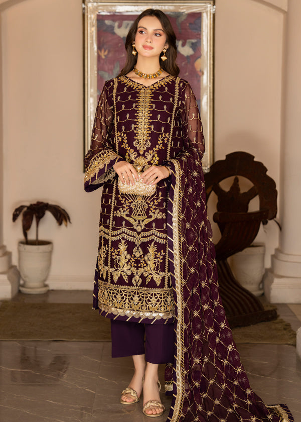 Strawberry | Rimjhim Chiffon Collection | FLS-RJ-004 - Hoorain Designer Wear - Pakistani Ladies Branded Stitched Clothes in United Kingdom, United states, CA and Australia