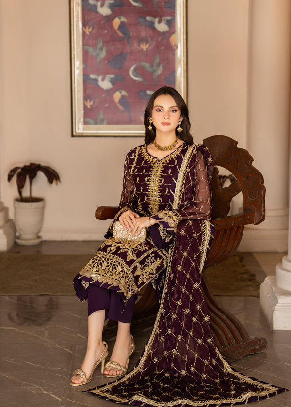 Strawberry | Rimjhim Chiffon Collection | FLS-RJ-004 - Hoorain Designer Wear - Pakistani Ladies Branded Stitched Clothes in United Kingdom, United states, CA and Australia