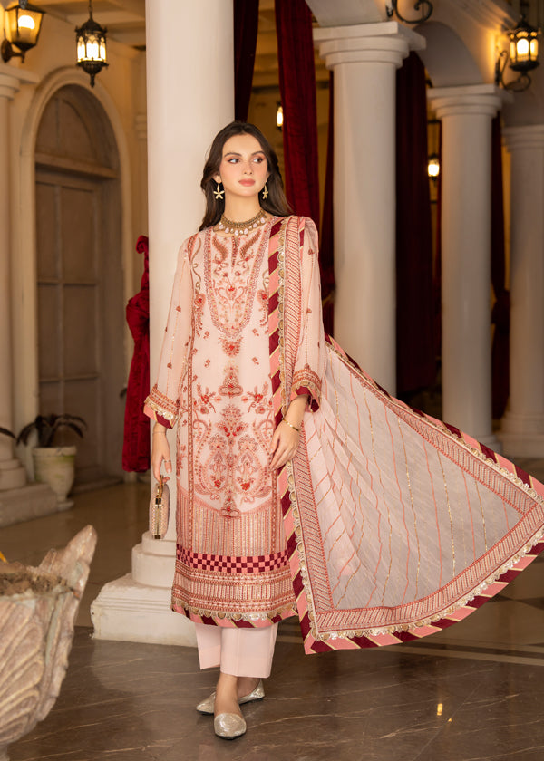 Strawberry | Rimjhim Chiffon Collection | FLS-RJ-006 - Pakistani Clothes for women, in United Kingdom and United States