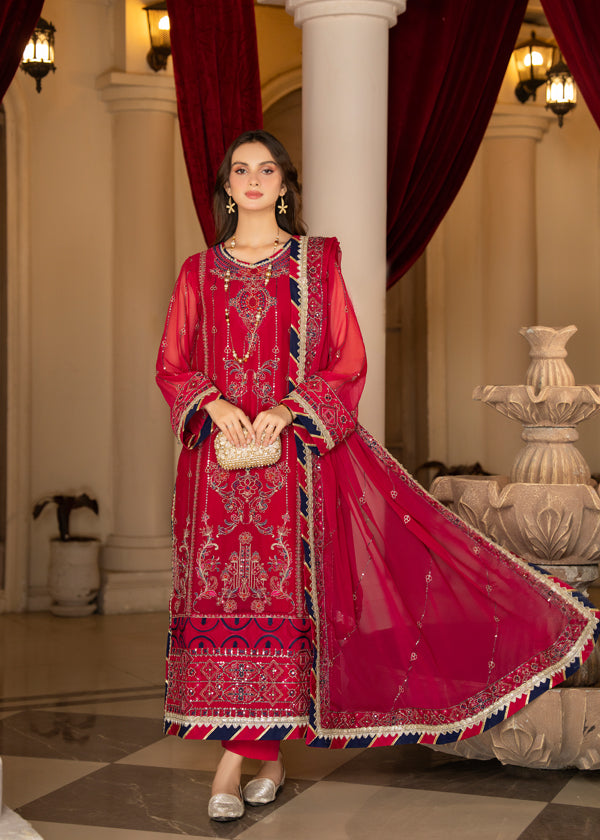 Strawberry | Rimjhim Chiffon Collection | FLS-RJ-007 - Pakistani Clothes for women, in United Kingdom and United States