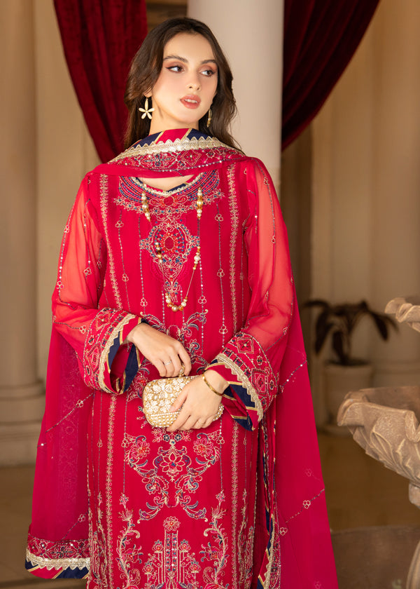 Strawberry | Rimjhim Chiffon Collection | FLS-RJ-007 - Hoorain Designer Wear - Pakistani Ladies Branded Stitched Clothes in United Kingdom, United states, CA and Australia