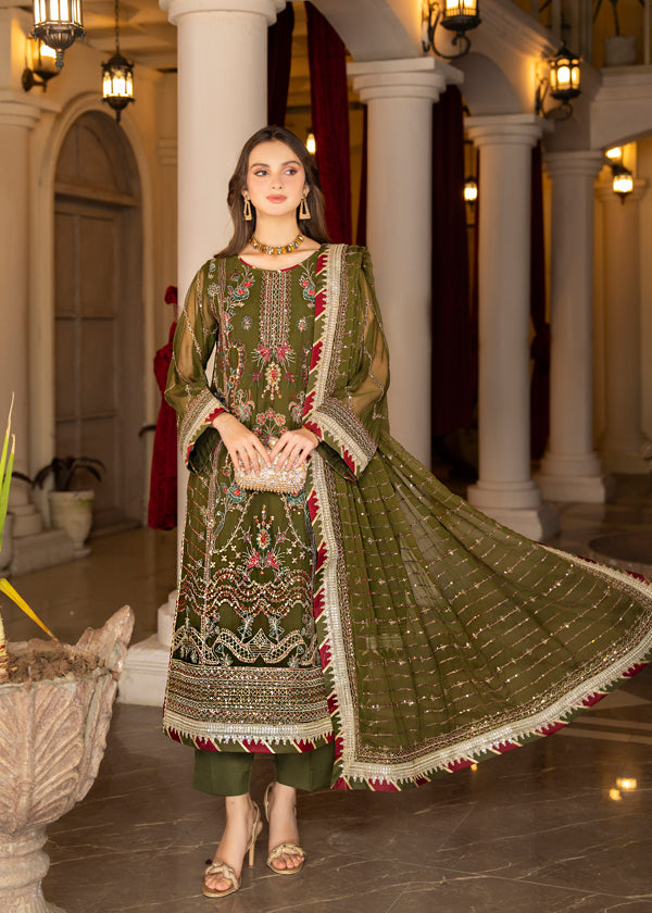 Strawberry | Rimjhim Chiffon Collection | FLS-RJ-002 - Hoorain Designer Wear - Pakistani Ladies Branded Stitched Clothes in United Kingdom, United states, CA and Australia