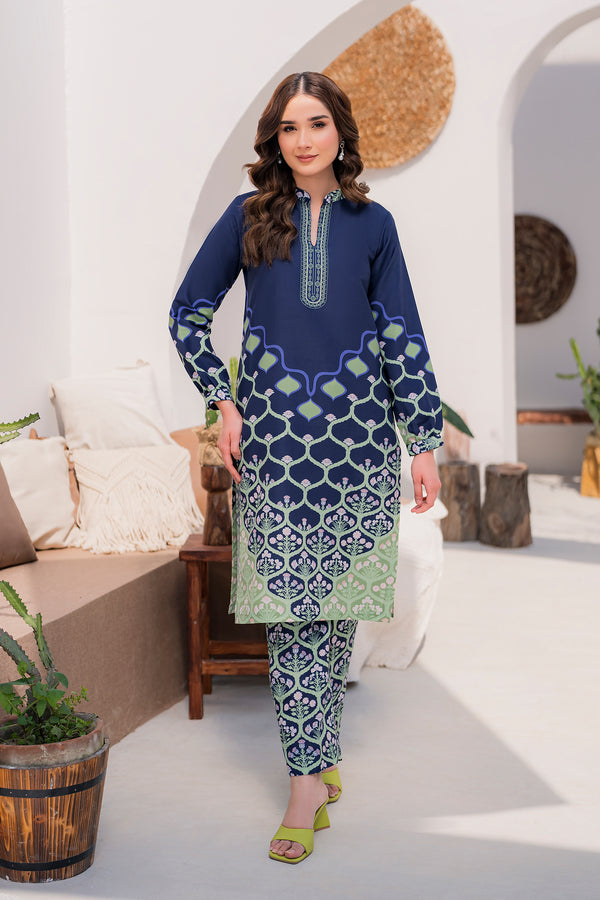 Hana | Floral Fiesta 24 | Blue Flora - Hoorain Designer Wear - Pakistani Ladies Branded Stitched Clothes in United Kingdom, United states, CA and Australia