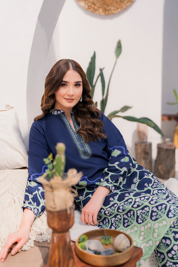 Hana | Floral Fiesta 24 | Blue Flora - Pakistani Clothes for women, in United Kingdom and United States