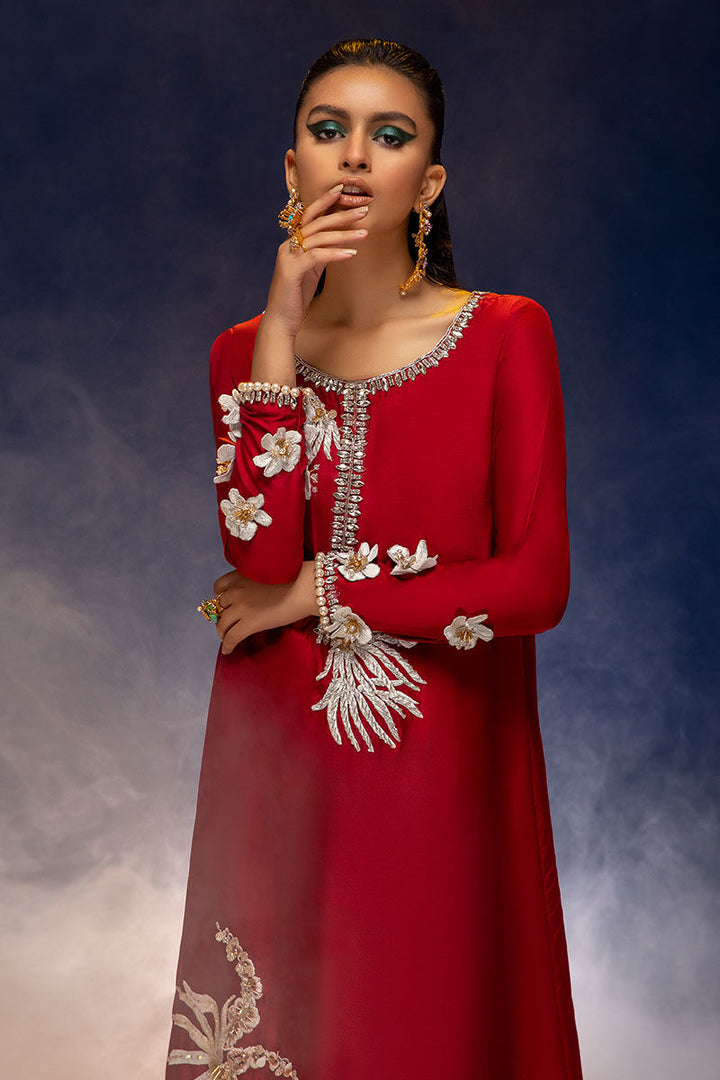 Haute Form | Luxury Pret | RED OOMPH - Hoorain Designer Wear - Pakistani Designer Clothes for women, in United Kingdom, United states, CA and Australia