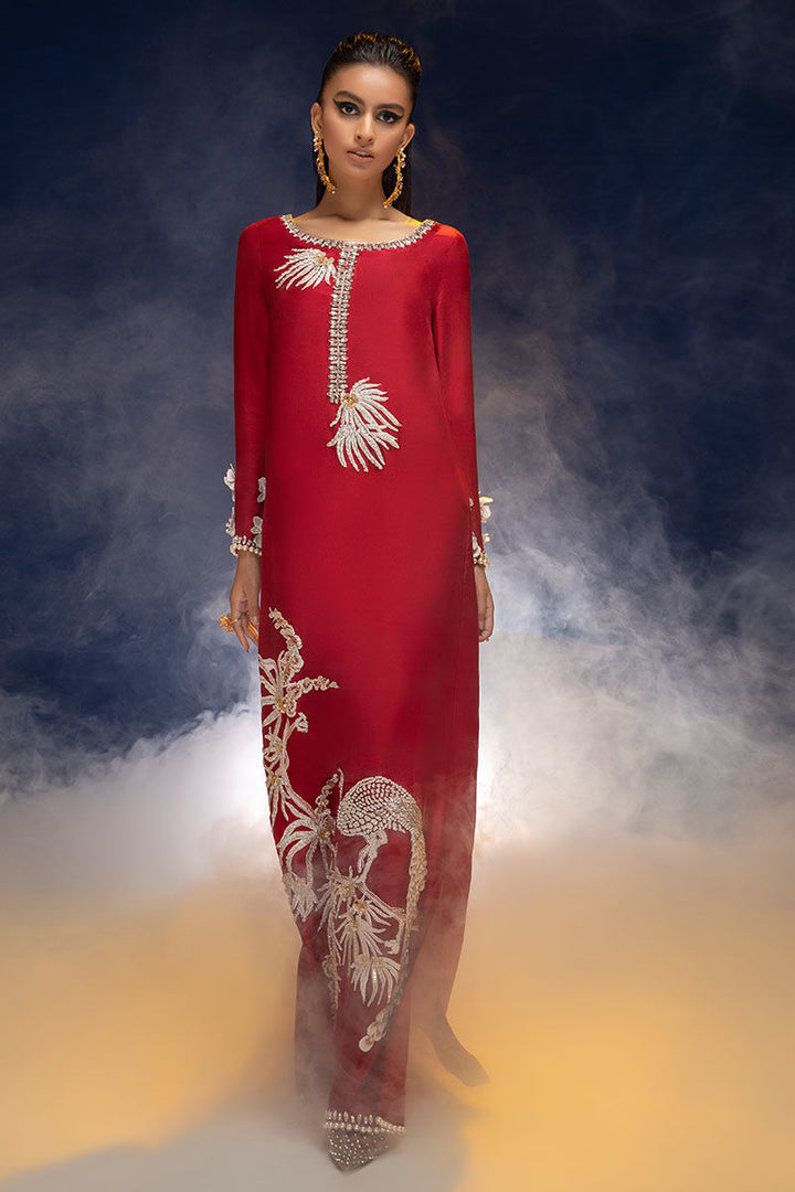 Haute Form | Luxury Pret | RED OOMPH - Hoorain Designer Wear - Pakistani Designer Clothes for women, in United Kingdom, United states, CA and Australia