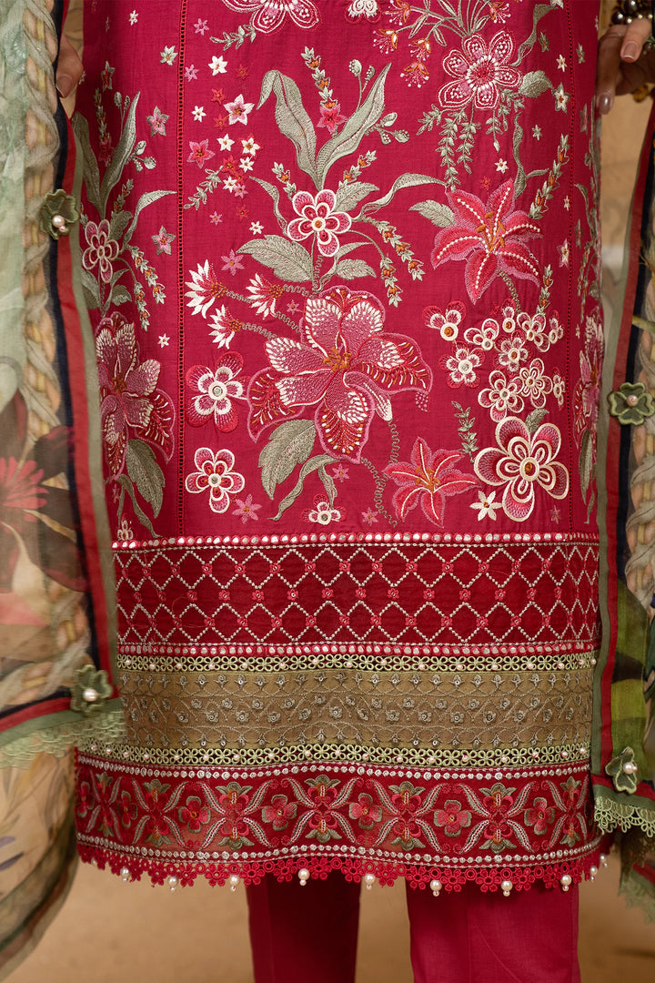 Hemstitch | Summer Luxury Lawn 24 | Scarlet Red - Hoorain Designer Wear - Pakistani Designer Clothes for women, in United Kingdom, United states, CA and Australia