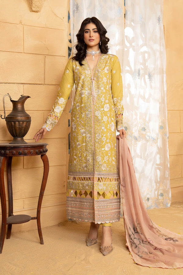 Hemstitch | Summer Luxury Lawn 24 | Lime - Hoorain Designer Wear - Pakistani Ladies Branded Stitched Clothes in United Kingdom, United states, CA and Australia