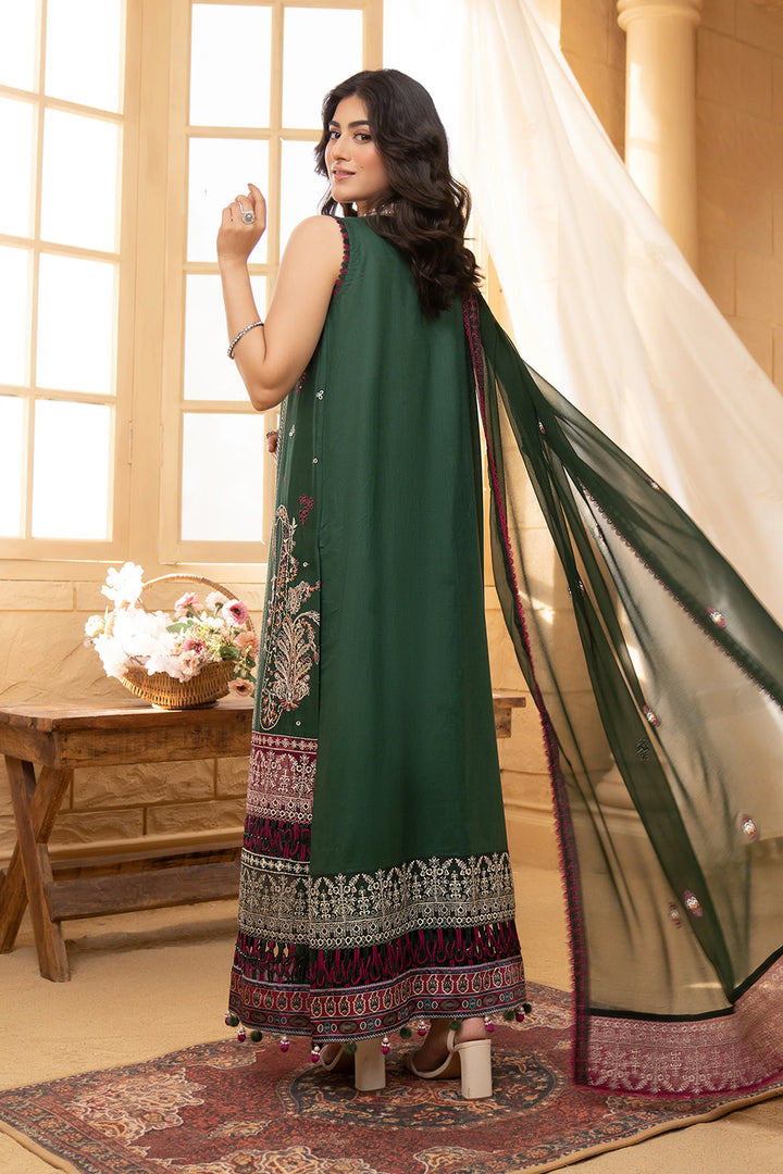 Hemstitch | Summer Luxury Lawn 24 | Bottle Green - Pakistani Clothes for women, in United Kingdom and United States