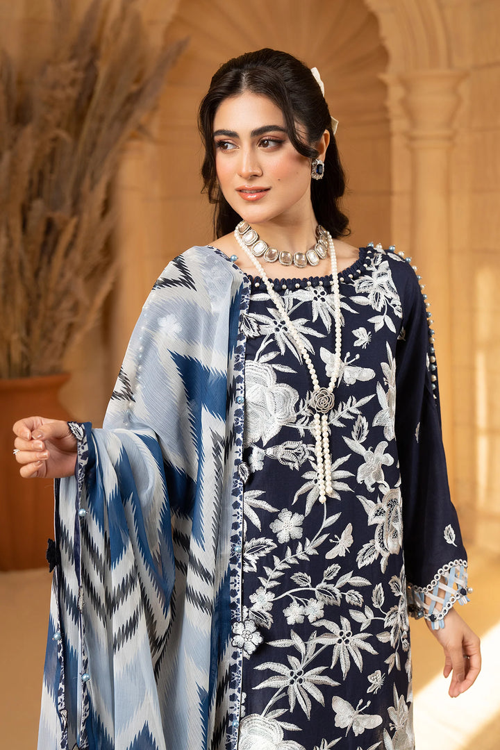 Hemstitch | Summer Luxury Lawn 24 | Ice Blue - Pakistani Clothes for women, in United Kingdom and United States