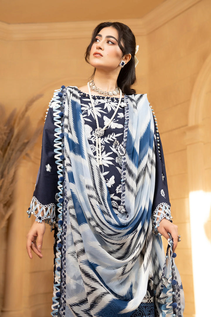 Hemstitch | Summer Luxury Lawn 24 | Ice Blue - Pakistani Clothes for women, in United Kingdom and United States