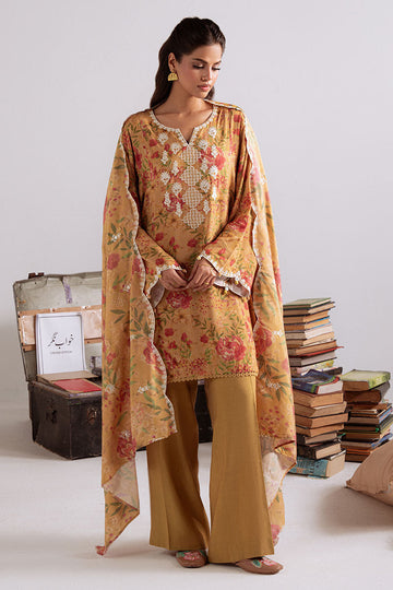 Cross Stitch | Khaddar Linen 25 | MUSTARD ORCHID
