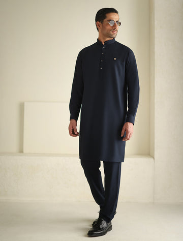 Pakistani Menswear | Ismail Farid - BLUE KURTA PAJAMA - Pakistani Clothes for women, in United Kingdom and United States