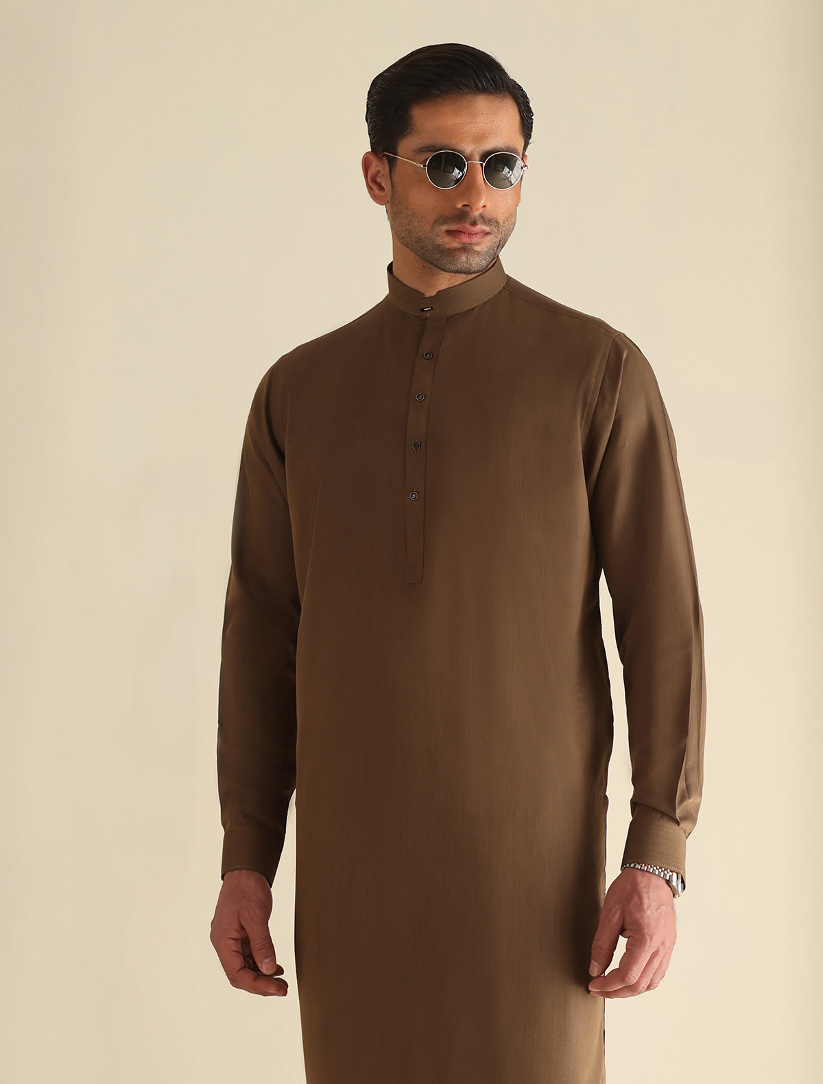 Pakistani Menswear | Ismail Farid - TAN KAMEEZ SHALWAR - Pakistani Clothes for women, in United Kingdom and United States