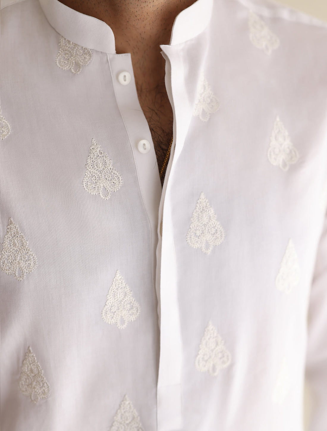 Pakistani Menswear | Ismail Farid - WHITE EMBROIDERED KURTA - Pakistani Clothes for women, in United Kingdom and United States